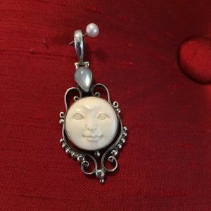 Silver & moonstone Moon Pendant